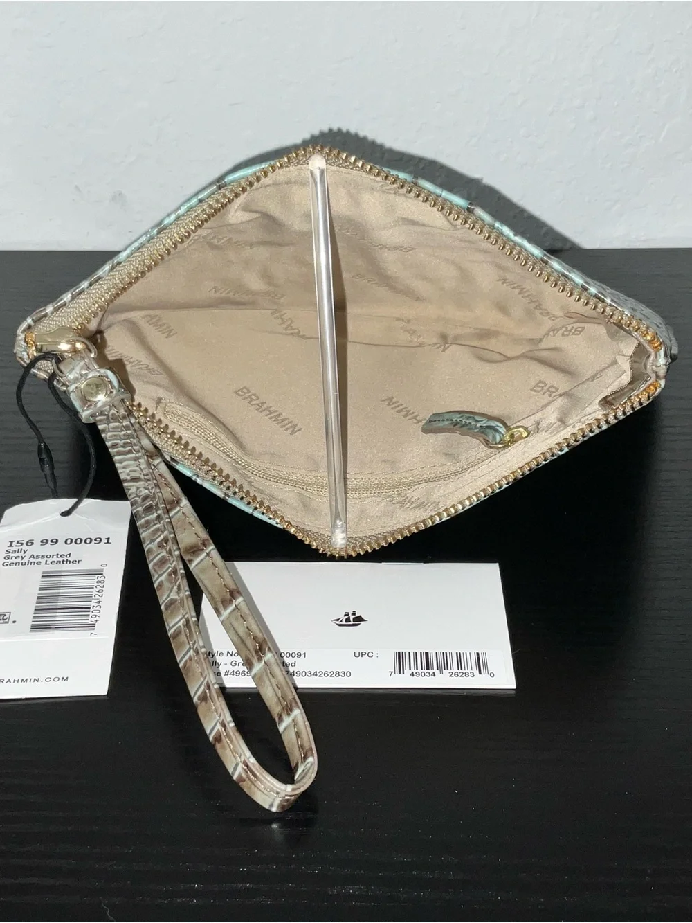 Brahmin Sally BLUEBELL OMBRÉ MELBOURNE Leather Wristlet Cosmetic Bag